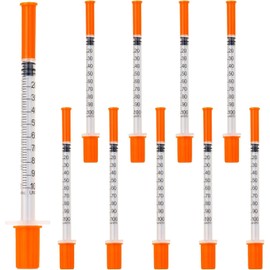 10pcs 1ml/cc Plastic Multi-Purpose Measuring Tools 30G/8mm Plastic Tube, Individually Packed (10)