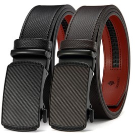 DOOPAI Belt Men, 2 Pack Ratchet Belt Dress Adjustable 1 3/8" Genuine Leather Belt, Designer Belts for Men Metal Buckle, Belt Size Length Can be Cut, with Gift Box