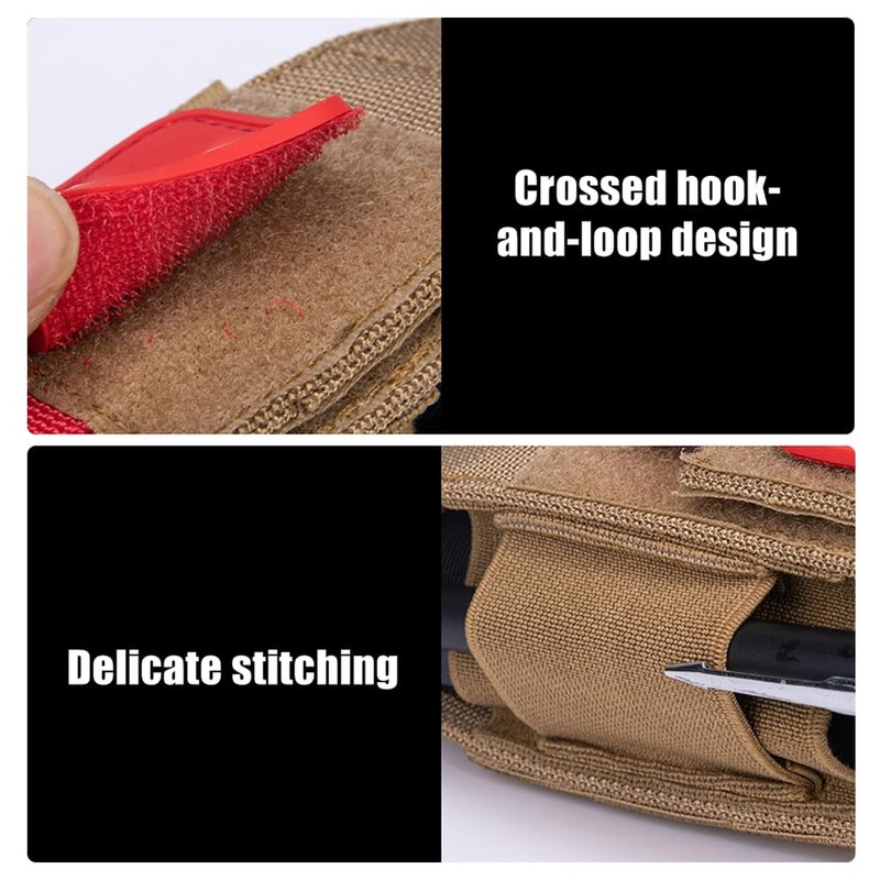 Molle Flashlight Holster, Tactical Torch Holder with Side Elastic Storage