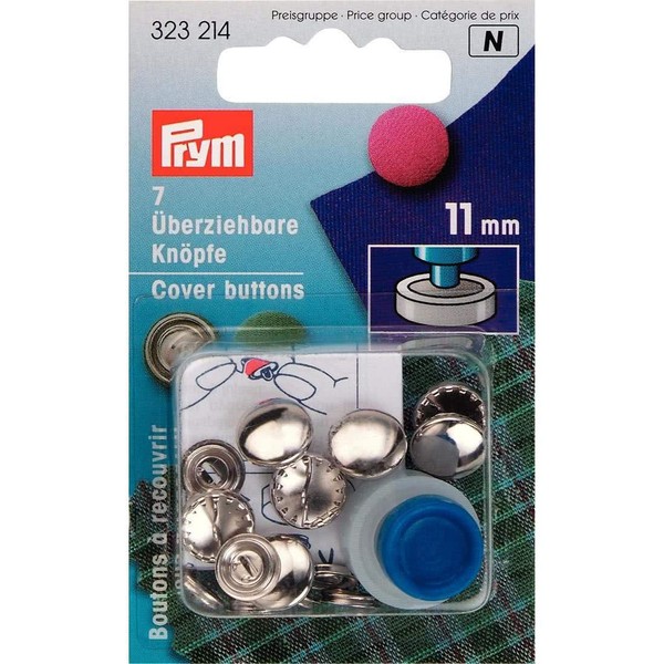 Prym Cover Buttons Brass Silver col 11 mm