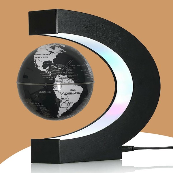 RTOSY Magnetic Levitation Floating Globe with LED Light, Desk Gadget Decor, Fixture Floating Globes & Shade, Cool Gifts for Men/Father/Husband/Boyfriend/Kids/Boss, Gifts for Desk