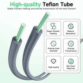 YOOPAI PTFE Hose 1.2 m, 2.5 mm ID × 4 mm OD PTFE Tube Teflon Hose for Direct Drive Extruder 3D Printer, for Bambu Lab A1/A1 mini/P1P/P1S/X1C, for Creality K1/K1 Max/Ender 3 V3 (Grey)