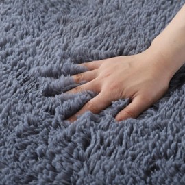 Wegital Rugs Living Room 60x90cm Grey Fluffy Area Rugs for Bedroom Super Soft Large Modern Shaggy Rug Non Slip Thick Pile