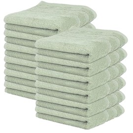 Kaufman - Premium Hand Towels Set for Bathroom, Spa, Gym, and Face Towel 100% Cotton Ring Spun, Ultra Soft Feel and Highly Absorbent Towels (12, SAGE Green)