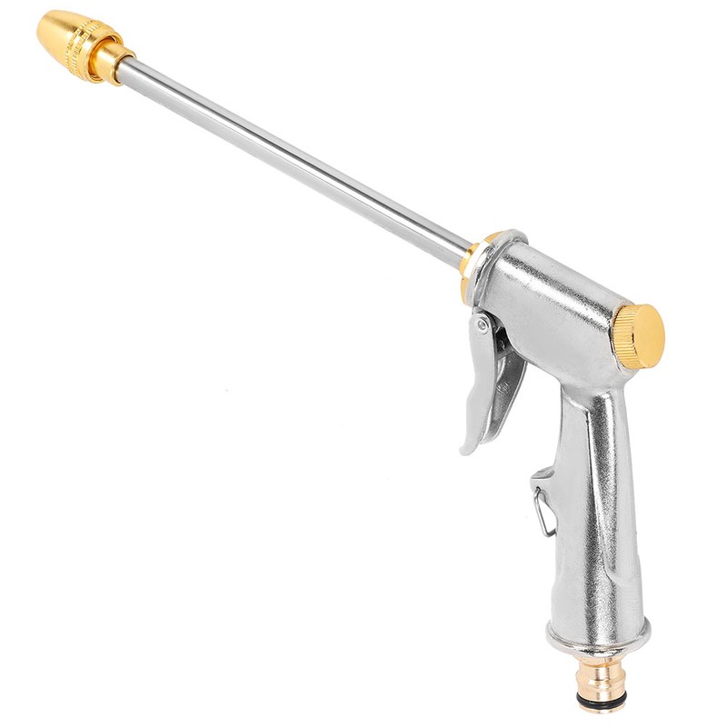 High Pressure Water Spray Gun Long Hose Brass Nozzle Adjustable