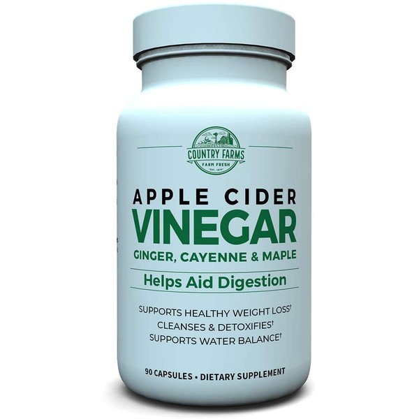 Country Farms Apple Cider Vinegar Capsules, with Ginger, Cayenne and Maple, 90 servings