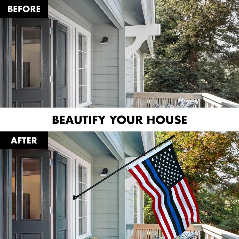 UD_G128 Flag Pole 5 FT Black Tangle Free & Blue