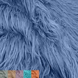 Stylish FABRIC Mongolian Sheep Wool Faux Fur-Fabric by The Yard-Shaggy Mohair-for Sewing, Apparel, Clothing, Costumes, Pillows, Rugs, Decorations, Upholstery, Home DIY Project, Slate Blue 1 Yard