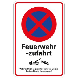 Generic Achtung Feuerwehr Entryway Signs - Ausfahrt freihalten Feuerwehr PCV or Aluminium Dibond 20 x 30 cm (Fire Brigade Access (Aluminium Dibond))
