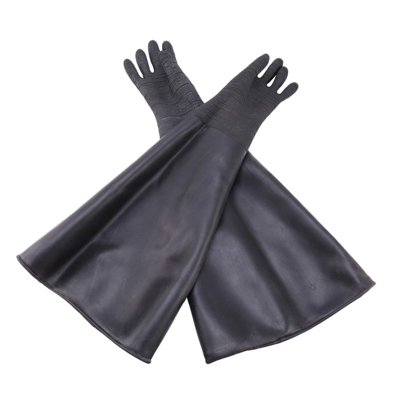 Aswalling Rubber Black Sandblaster Gloves Stripe Abrasive Sand Blasting Gloves