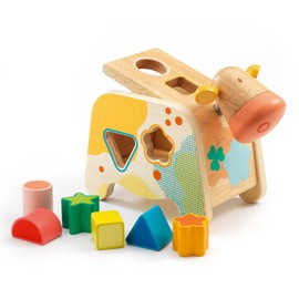 Djeco Wooden Blue Cow Shape Sorter Baby Toy