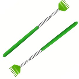 NTEK Portable Extendable Back Scratcher, Back Scratcher Massager, Telescoping Scratcher Tractable Bear Claw Metal Hand Massager Tool, Telescopic Handle for Adults Men Women (Green, Pack of 2)