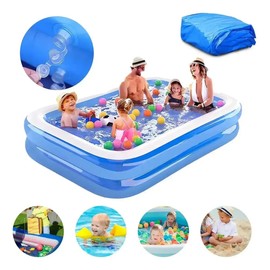 Alberca Hinchable Rectangular Grande de 2 Metros para Familia Azul