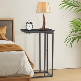 fusehome C-Shaped End Table, for Living Room, Bedroom, Small Spaces, TV Tray Couch Side Tables Laptop Table, Black