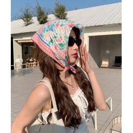 [MEMECLE] Floral retro scarf Pink 8