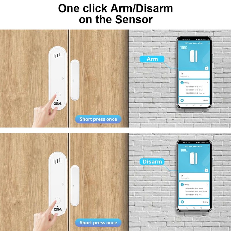 OBA -DRW22 Tuya Smart: Complete WiFi Alarm, Door/Window Sensors, Siren,