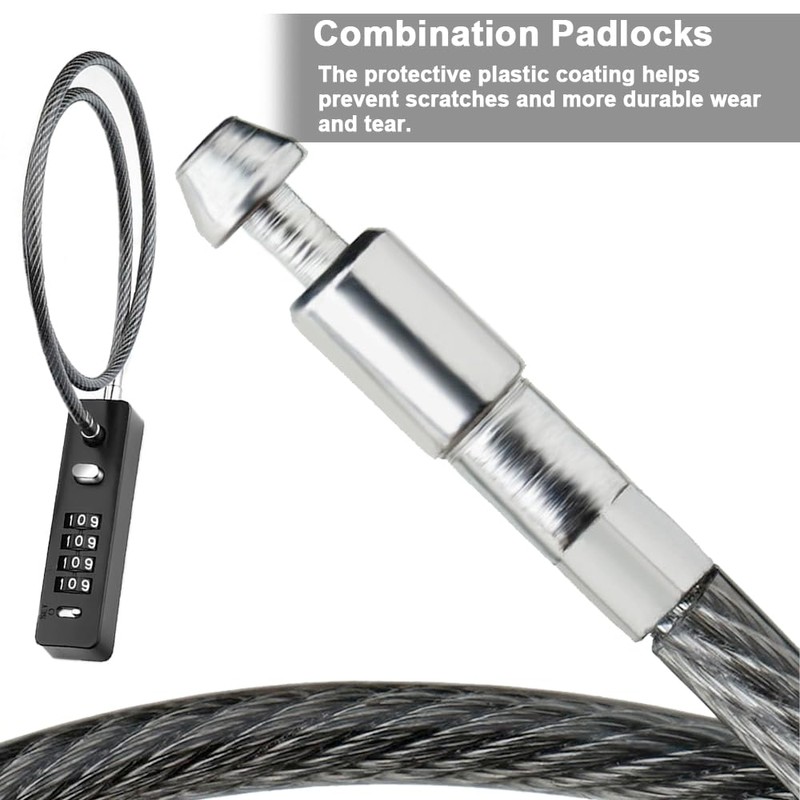 Combination Lock 4-Digit Steel Cable Small Padlock with a Combination
