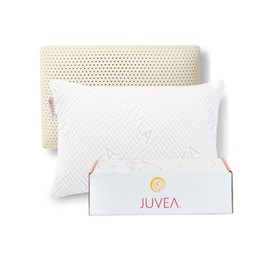 JUVEA Essential w/Organic Cotton - 100% Natural Talalay Latex Low-Profile Bed Pillow for Sleeping. Breathable, Pressure Relief, Durable. Oeko-TEX & FSC ® Certified