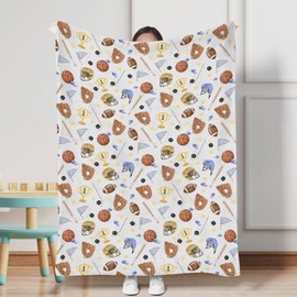 Baby Sports Blankets for Boys Flannel American Football Baseball Basketball Soft Swaddle Blankets Sports Lovers Gift Receiving Blankets Nursery Crib Bedding Blankets Toddler Infant Newborn 30x40