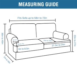 H.VERSAILTEX Sofa Cover 3 Piece T Cushion Loveseat Slipcovers Thick Velvet Couch Cover Furniture Protector Stretch T Cushion Sofa Covers for 2 Cushion Couch with 2 T Cushion Covers Washable, Taupe