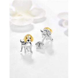 TANGPOET Dog Earrings for Women Girls 925 Silver Dog Stud Earrings Hypoallergenic Jewellery Birthday Christmas Gifts for Dog Mum and Pet Lovers, Sterling Silver, No Gemstone