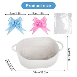 Lotvic Gift Basket, Hamper Kit, Empty Hamper Basket with Cellophane Bags and Pull Bows, Rope Gift Basket with Handles, Woven Gift Basket for Baby Shower, Wedding, Birthday, Housewarming, Graduation