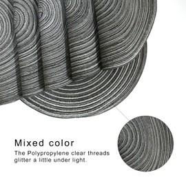 Karlesi Round Braided Placemats Set of 6 Washable Round Placemats for Kitchen Dining Table 15 inch Woven Fabric Table Mats(Dark Grey)