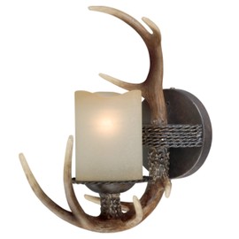 Yoho 1 Light Bronze Rustic Antler Bathroom Wall Fixture