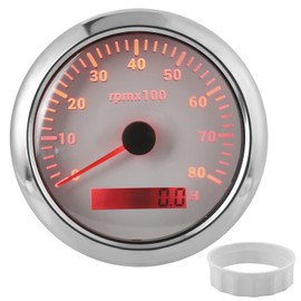 Keenso Boat Tachometer, Universal Marine 85 mm 0-8000 RPM Digital Tachometer Waterproof Marine Outboard Tachometer for Car Boat Marine RV 9-32 V (White)
