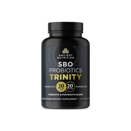 Ancient Nutrition Ancient Nutrition SBO Probiotic Trinity Daily Care, Probiotics for Digestive Health, 40 Billion Blend of Prebiotics, Probiotics, Postbiotics, and Parabiotics Reduces Occasional Bloating, 60 Count