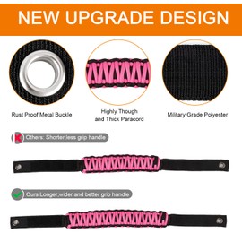 cartaoo Ford Bronco Roll Bar Grab Handles, Premium Paracord Grips Fit 2021 2022 Ford Bronco Accessories, Interior Accessories (Pink 2Pcs)