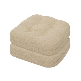 baibu Set of 2 Dining Chair Cushions, Dual-Layer Patent Design Memory Foam Kitchen Chair Cushions, Non-Slip Seat Pads with Ties, 16.5 x 16.5 x 3.5in, 2 Pack, Beige