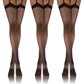 Sesto Senso 3 Pairs Women's Belt stockings 20 Den Suspender Stockings Sexy Patterns M-L 3/4 Black