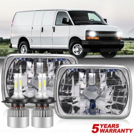 Unbranded Pair 7x6/5x7 LED Headlights Hi/Lo DRL for Chevy Express Cargo Van 1500 2500 3500