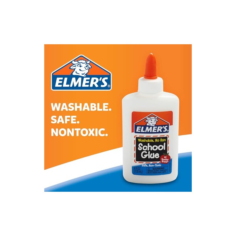 Elmer's Pegamento Escolar Líquido Blanco Lavable 4 oz (12 Unidades)