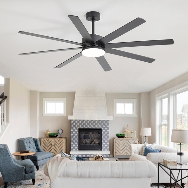 Fanerody 72-Inch 8-Blade Modern Ceiling Fan with Light and Remote
