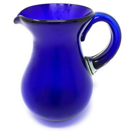 Mexican Hand Blown Glass Pitcher – Cobalt - Juice, Margaritas, Water, Lemonade (84 oz)