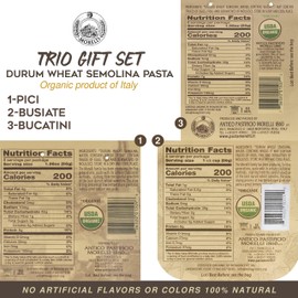 Morelli Busiate, Pici, and Bucatini Organic Pasta Variety Pack - Imported Italian Pasta Sampler - Specialty Assortment Includes Three-17.6 oz Packages of Gourmet Pasta from Italy