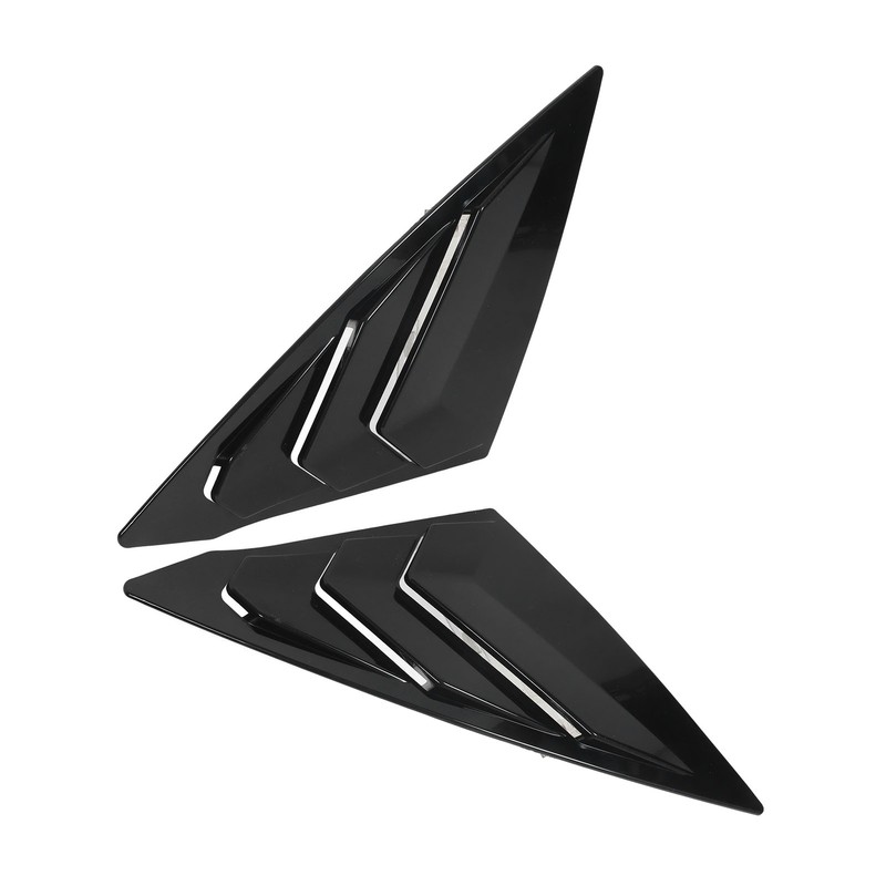 2pcs Rear Left Right Window Louver Bright Black Side Window