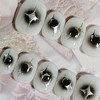 Black Cheek Twinkle Handmade Nail Tips - Stiletto L /