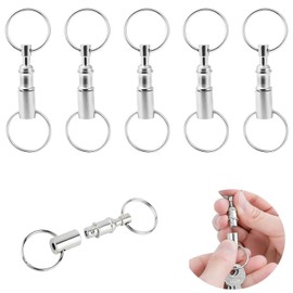 Quick Release Keychains Detachable Pull Apart Key Rings Keyring Quick Detach Key Holder Carabiner Double Split Ring Keychain Snap Lock Holder Separate Chain Lock Holder for DIY Craft Home(5Pack)