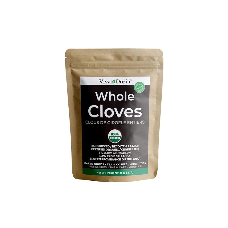 Viva Doria Organic Ceylon Whole Cloves, Hand Picked Sri Lankan