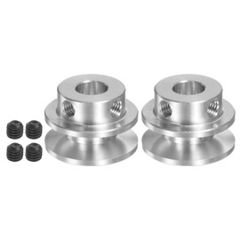 QUARKZMAN Set of 2 V-type pulley, 7 mm bore, 22 mm outer diameter, single groove, aluminium alloy for 3-5 mm PU round belt, motor shaft drill