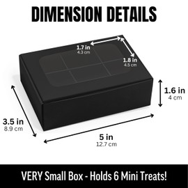 Modsy Baking Mini Truffle Boxes - Black | VERY SMALL for 6 Treats - Window and Dividers | 5 x 3.5 x 1.57 Inches | Pack of 100