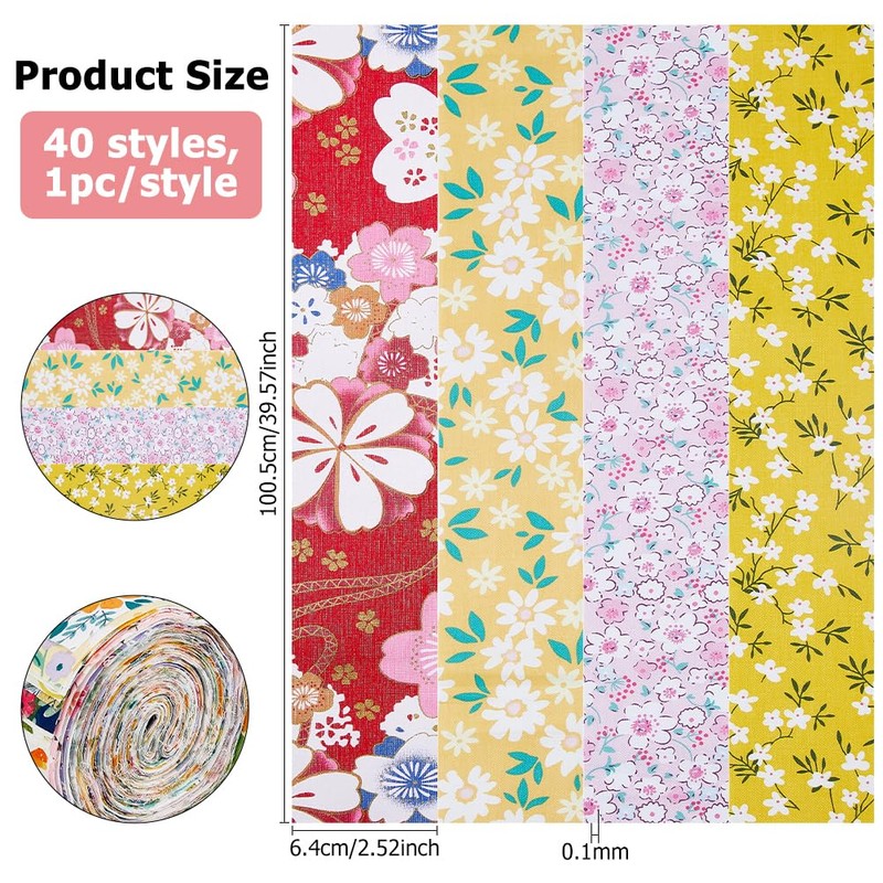 DICOSMETIC Pack of 40 Jelly Roll Fabric Cotton Fabric Quilting