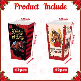 Ertyjikg 24 PCS Kentucky Horsing Racing Popcorn Boxes,Derby Party Supplies Snack Box Treat Candy Cookie Container for Horse Racing Theme Derby Table Decoration Supplies