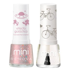 Esmaltes de uas Renova Mini Duo Luna y Brillo cada uno 7.7ml                                                                                          