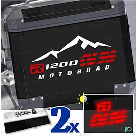 Black Doves Graphics 2 x R1200GS Motorcycle R1200 Adventure Sticker R 1200 GS for Touratech GIVI Trekker Outback Panniers (White/Red)