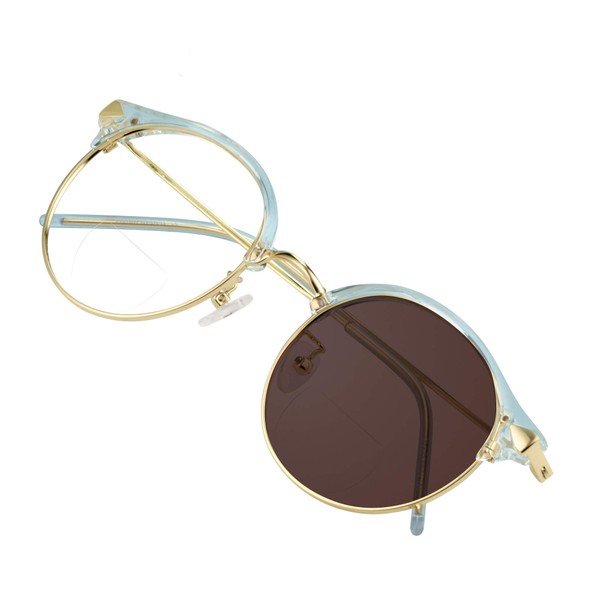 VisionGlobal Bifocal Reading Glasses Photochromic Dark Brown Sunglasses, Classic Retro