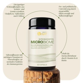 hu´care® Microbiome - Dietary Supplement for the Intestine - Herbal and Spice Extracts, Nucleotides, L-Glutamine, Magnesium, Zinc & Vitamins - For Targeted Nutrient Supplement - 90 Capsules